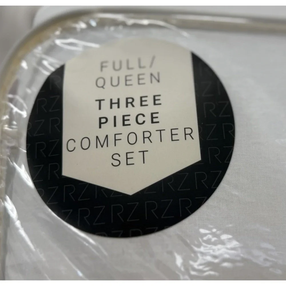 Rachel Zoe Bow Comforter 3 Pcs Set Full Queen White Pink Embroidered 100% Cotton